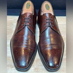 Magnanni Men's Brown Leather Medallion Toe Shoes Size 7.5M Made In Spain 🇪🇸